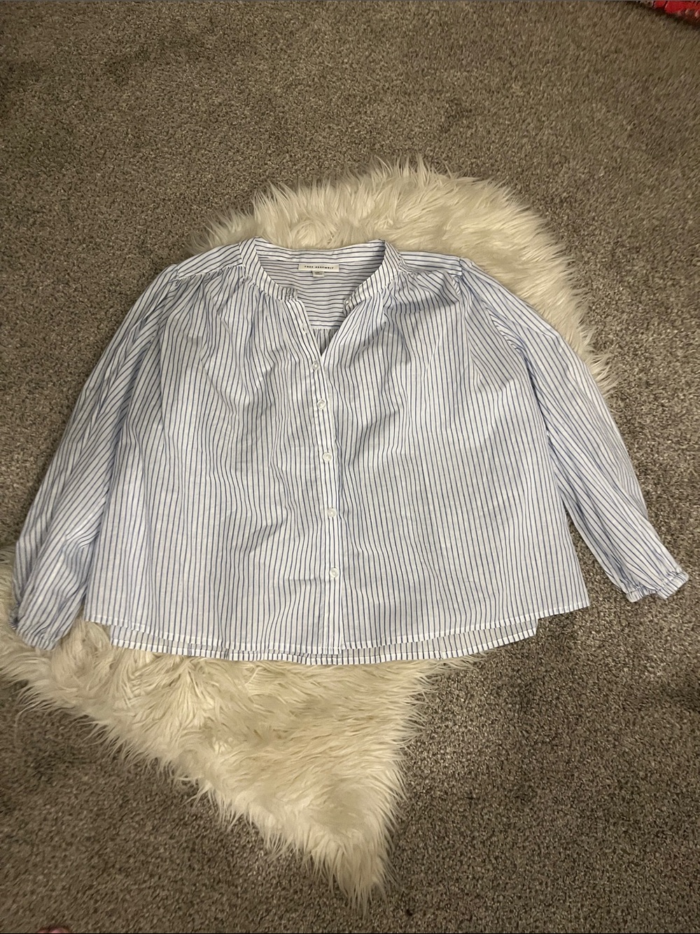 Striped Light Blue & White Button-Front Crop Top